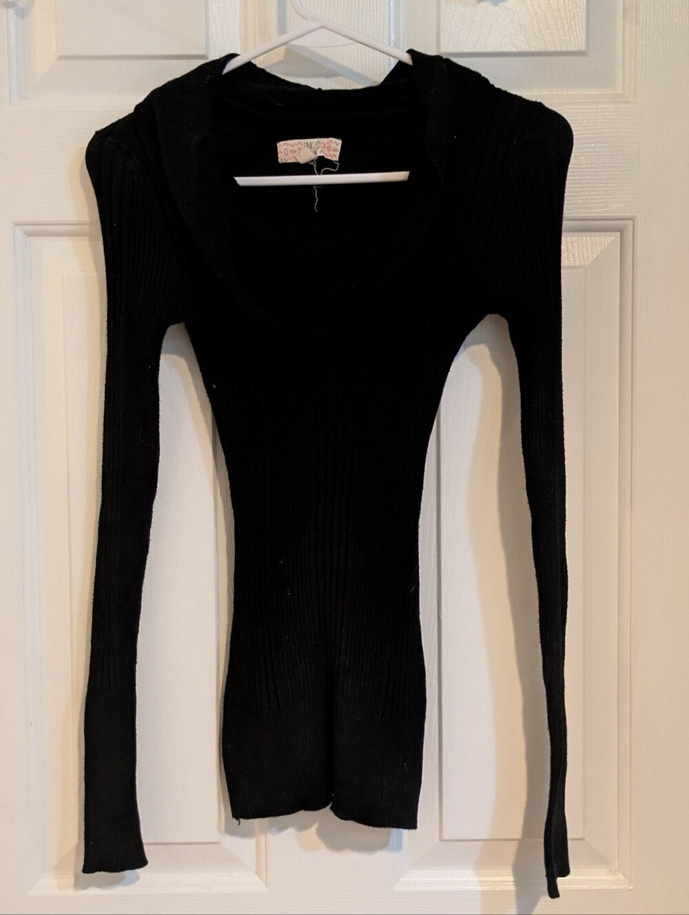Pink Republic Black Ribbed Cowl Neck Sweater